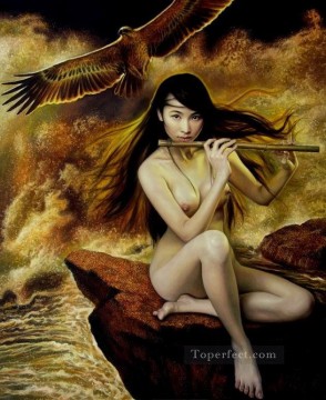 Águila y belleza acanalada chica china desnuda Pinturas al óleo